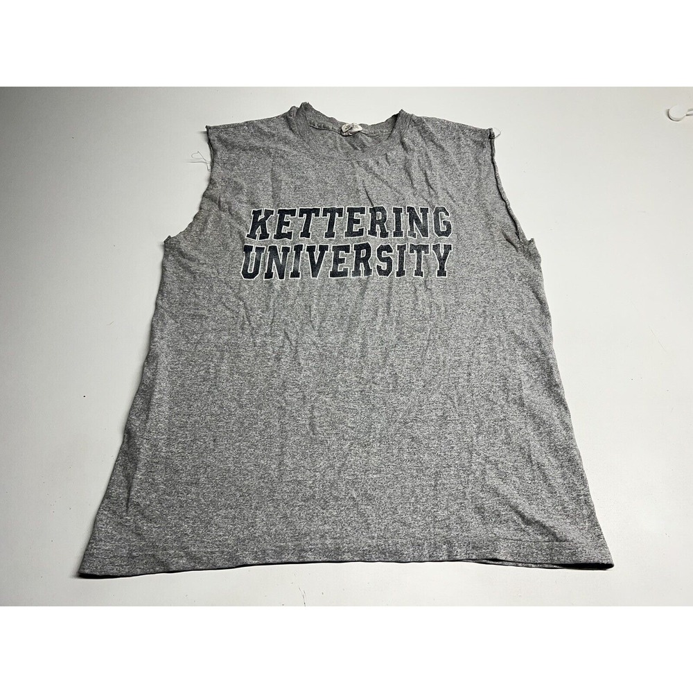 Vintage Kettering University T-Shirt Mascot Flint Michigan Gray Bulldog